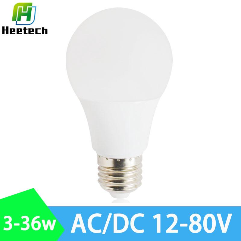 หลอดไฟ Led E27 DC&amp;AC 12V 24V 36V 9W 12W 15W ประหยัดพลังงาน