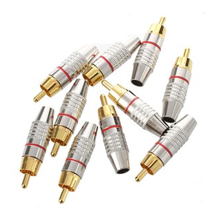 อะแดปเตอร์ Audio Coaxial Cable Connector RCA Plug ไม่มีรอย 10 ชิ้น