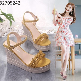 Slope Heel Shoes New Korean Poor Slope Heel Flowing Susp Fairy Sandals