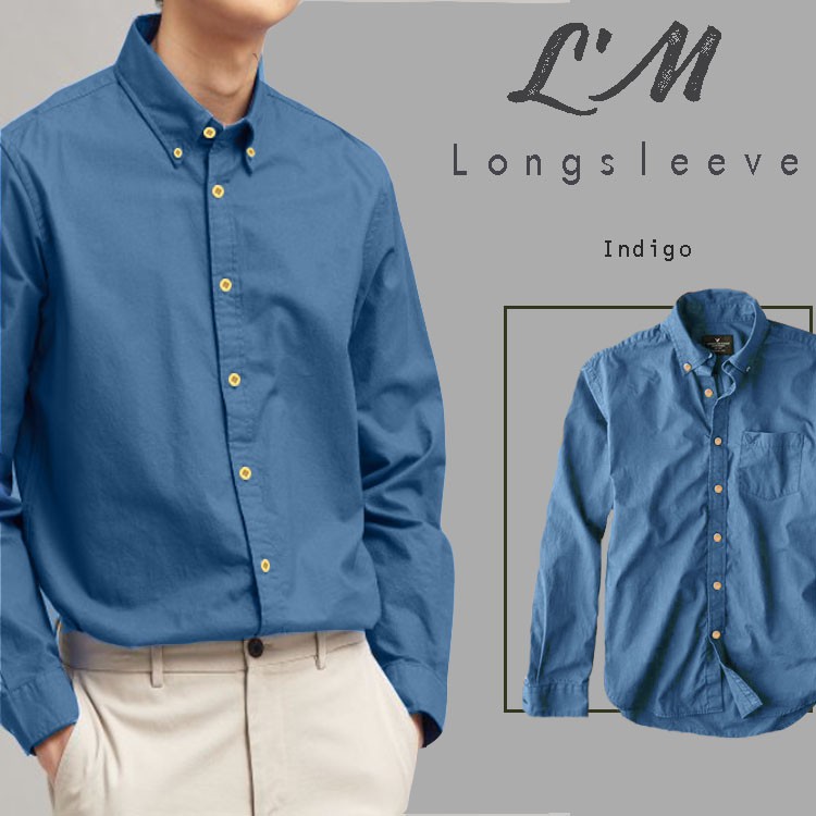 L’M men’s style เสื้อเชิ้ตแขนยาวผู้ชาย เสื้อเชิ้ตคอปกชาย ผ้าoxford