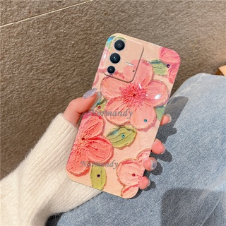 เคสโทรศัพท์ Fashion Casing VIVO V23 V23E Y55 Y75 Y76 Y15S Y15A Y33T Y33S Y21 Y21T Y21S Y01 T1 T1X X80 X70 Pro 5G 4G Girl Style TPU Soft Cover Blu-ray Rhinestones Peach Blossom Handphone Case เคส