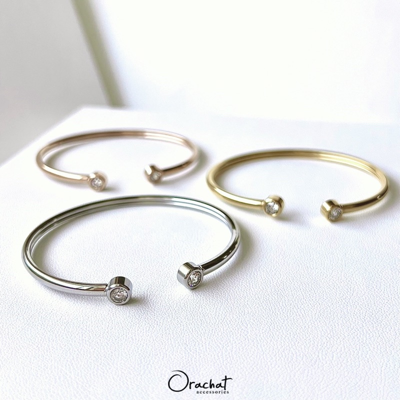 Orachat | Amber 14k bangle. (กำไลตัวเรือนสแตนเลส)