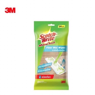 Scotch-Brite สก๊อตช์-ไบรต์® 3M ผ้าเช็คพื้นชนิดเปียก 1 ห่อ (24 แผ่น) ของแท้ 100%