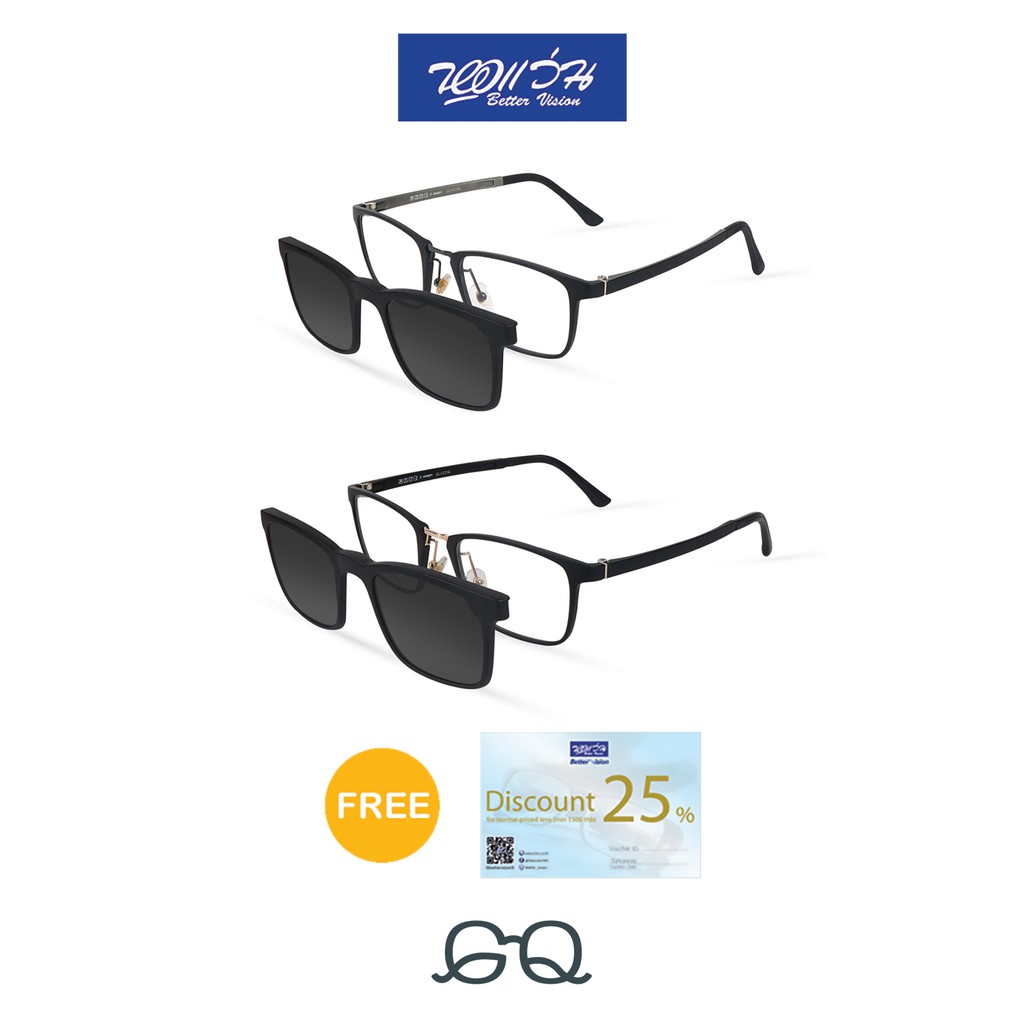 GQ CLEARANCE กรอบแว่นตาคลิปออน Model: SP11/SP12 (แถมส่วนลดค่าตัดเลนส์ 25%) GQ