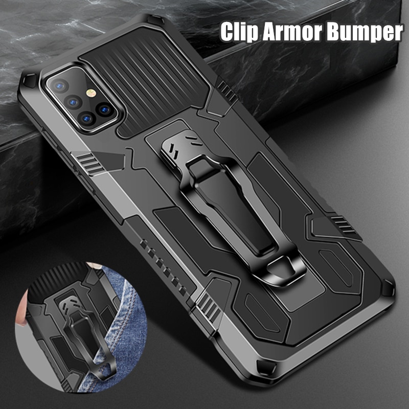 Samsung Galaxy A71 A51 A50S A31 A30S A21S M31 M51 M21S M30S เคสเกราะทหาร พร้อมขาตั้งแม่เหล็ก คลิปป้องกันการสูญหาย