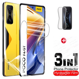 3 in 1 ฟิล์มไฮโดรเจล กันรอยหน้าจอ ไม่ใช่กระจก สําหรับ Xiaomi Poco F4 GT Poco F3 F4 X3 GT X4 M3 M4 Pro NFC 5G