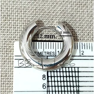 รุ่นใหม่ (หนา 5 mm.1 คู่) จิวห่วง ต่างหูห่วง ห่วงกลม สแตนเลสแท้ 316L 10 mm - 16 mm. ไม่ลอก ไม่ดำ ไม่ระคายเคือง