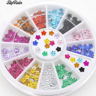 🌹♥ หลายสี Glitters Rhinestones ดอกไม้ Studs ล้อ Nail Art Decorations