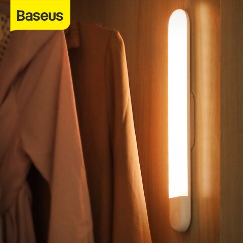 *Baseus LED ไฟตู้เสื้อผ้า PIR Motion Sensor Light USB ชาร์จไฟ LED