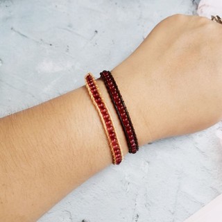 สร้อยข้อมือหนัง​แท้​ ทับทิม​ หินราชินี​ ร่ำรวยเงินทองและความสุขเปรียบดังราชินี