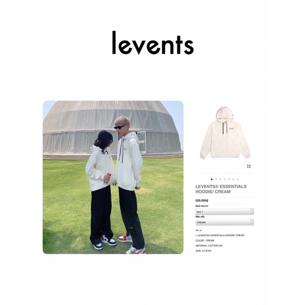 [สกปรก] LEVENTS ESSENTIALS HOODIE/ CREAM เสื้อฮู้ด Unisex dx.resell