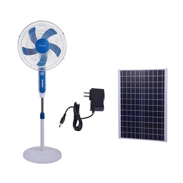 พัดลมตั้งพื้นโซล่าเซลล์ พลังงานแสงอาทิตย์ แบตเตอรี่ในตัว พร้อมแผงโซล่าเซลล์ ขนาด 16 นิ้ว ขนาด18w ปรั