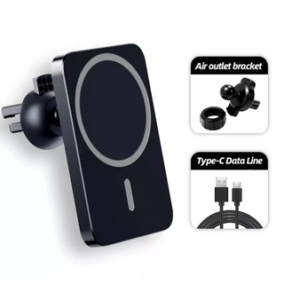 แท่นชาร์จไร้สาย 15W Fast Qi Magnetic Wireless Charger Car Holder เสียบช่องแอร์ For 14 12 13 Pro Mini Max