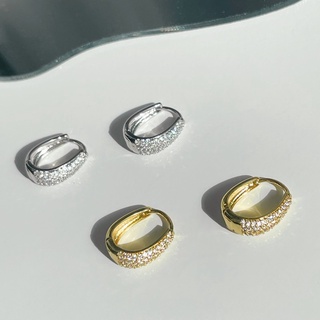 glisterr - hoop earring ต่างหูห่วงประดับเพชร cz สีเงินและสีทอง