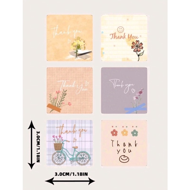 (1 ม้วน) สติ๊กเกอร์ ขอบคุณ Thank You Sticker ลายวินเทจ
