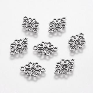 50 Pcs Antique Silver Flower Alloy Tibetan Style Jewelry Connectors Hole: 2mm