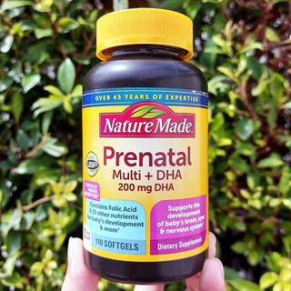 80% Sale!!! EXP:03/23-09/23 วิตามินเตรียมตั้งครรภ์ Prenatal Multi + 200mg DHA 110 Softgels - USP Verified (Nature Made)