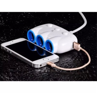 HOCO Car Charger 5V/3.1A 15.5W ปลั๊กขยายช่องบุหรี่ 3 ช่อง พร้อมช่อง USB 2 Port