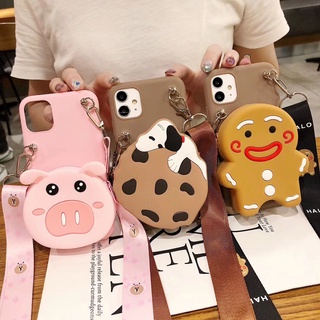 Cute cartoon pig snoopy biscuit Gingerbread Man กระเป๋าหรูซิปโทรศัพท์เคส เคส samsung s6 s7 edge s8 s9 s10 plus s10e s20 plus ultra zipper wallet soft phone case