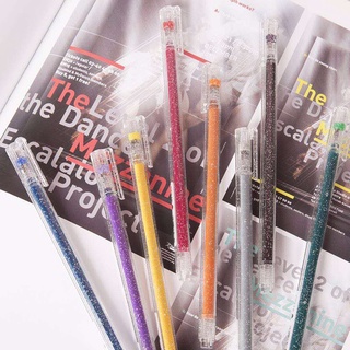 12 สี กลิตเตอร์ เจล ปากกา สี กลิตเตอร์ ผงโลหะ เวทย์มนตร์ ปากกาวาดภาพ สีดํา และสีขาว กระดาษ มุก ระบายสี แปรง