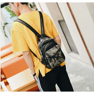 พร้อมส่ง กระเป๋าเป้สะพายหลัง ปรับคาดไหล่ได้ แฟชั่นเกาหลี รหัส Man-6889 ลายทหาร