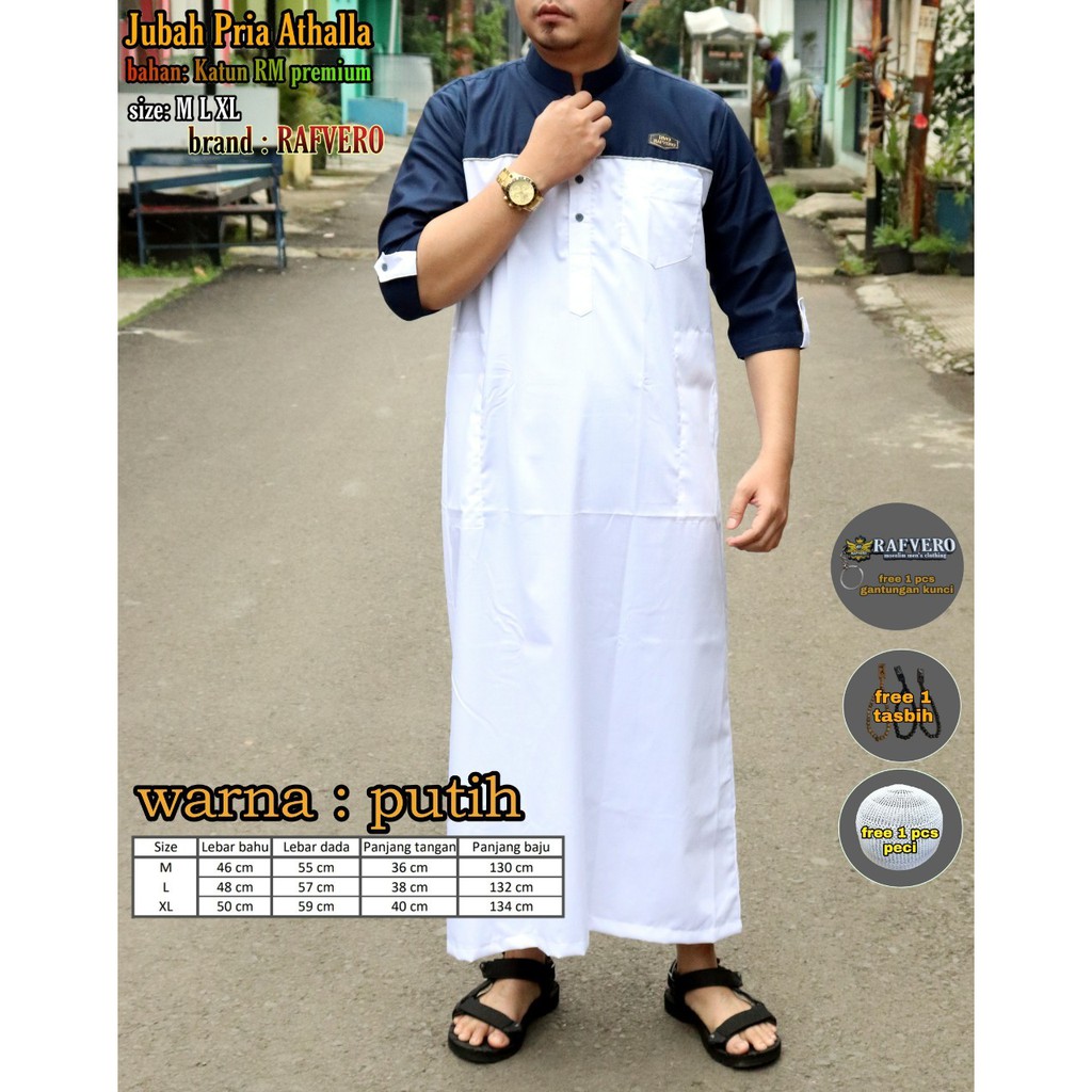 เสื้อคลุมชาวมุสลิม ผ้าฝ้าย RM พรีเมี่ยม ไซซ์ M - XL RAFVERO ของแท้ สําหรับผู้ชาย