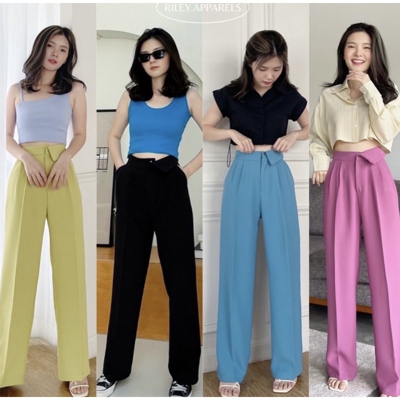 Riley.apparels ส่งต่อกางเกง(สีฟ้า) 450  size s ไม่มีตำหนิค่ะ ใส่ไปรอบเดียว