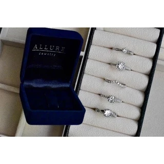 แหวนเงินแท้ 925 ชุบเคลือบทองคำขาว ประดับเพชร CZ Swiss diamond [ Ayla - Allure Jewely]
