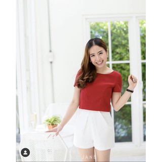 เสื้อครอป แขนสั้น LJ033 ladyjanebrand ladyjane molly top สีแดง cherry red size s