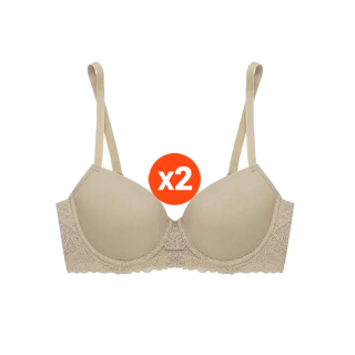Sabina เสื้อชั้นใน (Set 2 ชิ้น) (มีโครง) รุ่น Habpy lady รหัส SBXWP1004CD สีเนื้อเข้ม