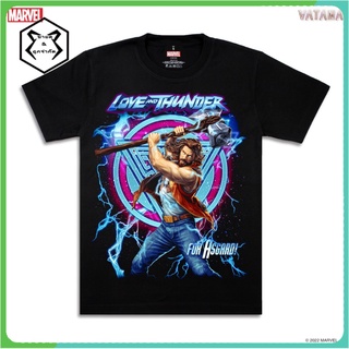 เสื้อยืดคอกลมแฟชั่น VATANA - เสื้อยืดแขนสั้น สีดำ พิมพ์ลาย THOR: LOVE AND THUNDER | Glow in the dark