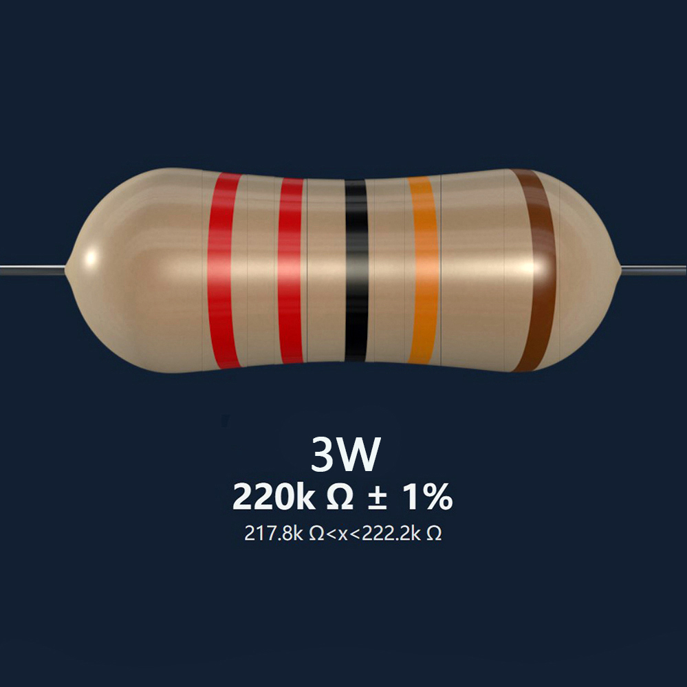 พร้อมสต็อก* 10 ชิ้น 3W 1% 220K OHM 220KΩ ตัวต้านทานฟิล์มโลหะ ตัวต้านทาน 3W