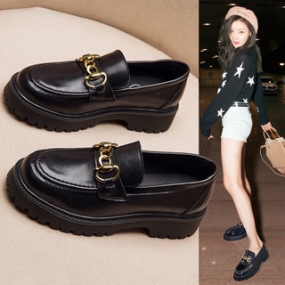 🔥Hot Sale / Thick Sole Slip-On Small Leather Shoes Womens 2022 New Black Patent Leather Retro Shoes