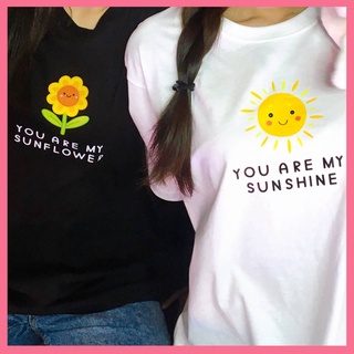 [S-5XL]เสื้อคู่ สายหวาน น่ารัก Couple Tshirt Unisex สีขาว สีดำ ใส่ได้ทุกเพศ