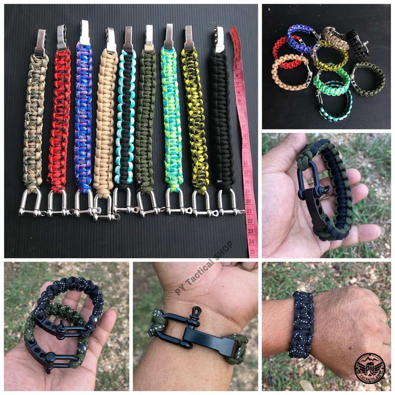 กำไรข้อมือ ถักเชือกPARACORD 4mm. ตัวล็อคสเก็นปรับขนาดได้ 3รู