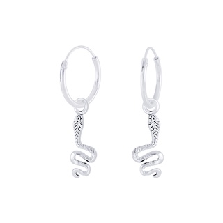 SILVER THAI Snake hoop earrings charms silverต่างหูห่วงงูเงินแท้925ใส่ออกงานก็ดูเก๋สวยแบบเรียบง่ายไม่มีอการแพ้