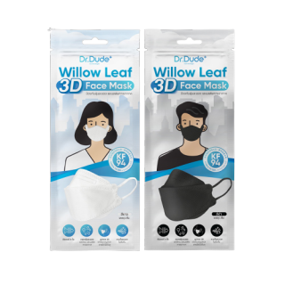 Dr.Dude+ หน้ากาก KF94 1 ชิ้น/แพ็ค รุ่น WILLOW LEAF 3D FACE MASK ประสิทธิภาพการกรอง 0.1 ไมครอน 99%