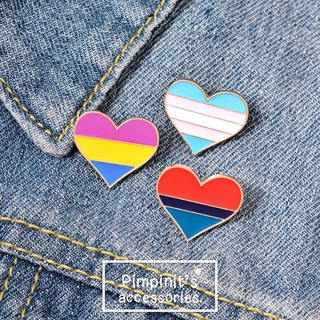 🇹🇭 พร้อมส่ง : เข็มกลัดเซ็ทรูปหัวใจลายความหลากหลายทางเพศ | LGBT Heart Shape Enamel Brooch Pin Set.