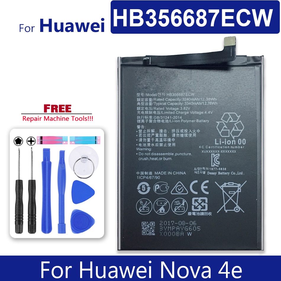 Mobile Phone Battery HB356687ECW For Huawei Nova 4e Nova4e  Tracking Number