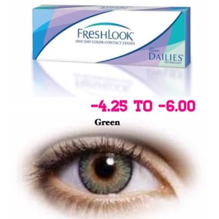 SHOP120 ลด120฿ Freshlook green รายวันแพ็ค5คู่ ค่าสายตา-425ถึง-600