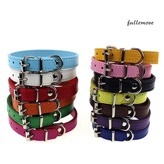 FM🐕สุนัข สัตว์เลี้ยง แมว ลูกสุนัข น่ารัก หนัง faux สีบริสุทธิ์ คอหัวเข็มขัดปรับคอ