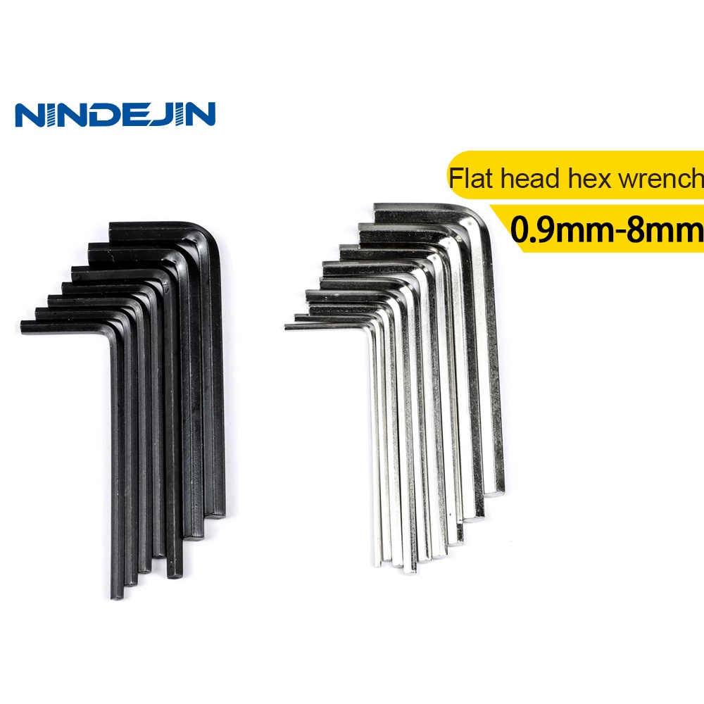 NINDEJIN ประแจหกเหลี่ยมหัวแบน L-รูป ขนาดเล็ก 0.9-8 มม. 11 ชิ้น