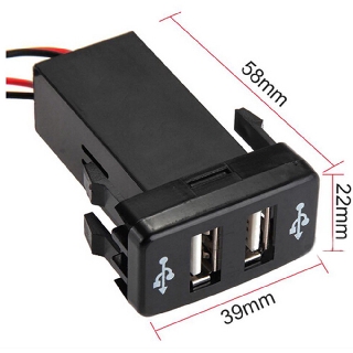 USB Charger ชาร์จเจอร์ ติดคอนโซล รถยนต์ Toyota รุ่น VIGO 2ports แปลงแรงดัน 12V~24V to 5V (1 ชุด)