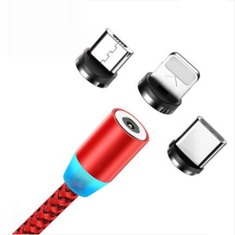 แฟชั่นใหม่สีแดงสีแม่เหล็กสาย ยูเอสบี พิมพ์ ค นํา ชาร์จอย่างรวดเร็วข้อมูลค่าใช้จ่ายสายไมโครลวด