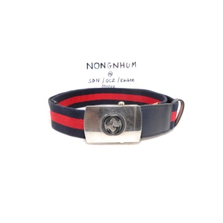 เข็มขัด Gucci Web belt with Plaque buckle sz 90 36 มือ 2 ของแท้