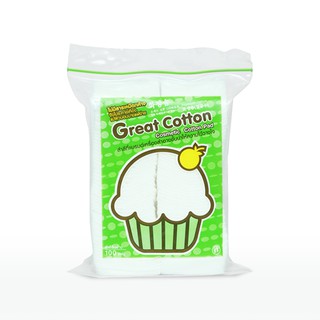 Great cotton สำลีเช็ดหน้าชนิดรีดข้าง ขนาด 5*6 ซม. บรรจุห่อละ 100 แผ่น ความงาม สำลีเช็ดหน้า