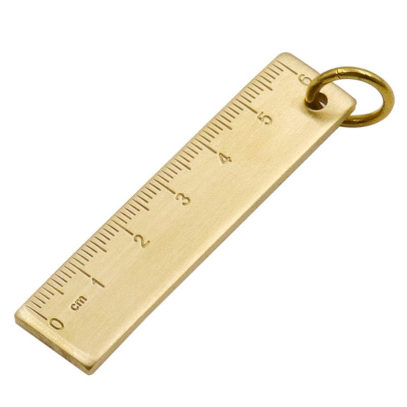 Portable 6cm Small Copper Ruler 3mm Thickened Brass Metal Ruler Keychain Rule