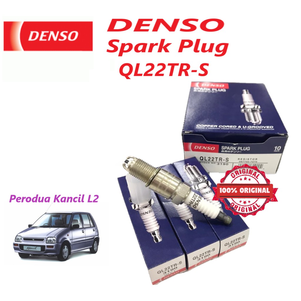 หัวเทียน บริษัท เด็นโซ่ 067700-7270 (QL22TR-S)-Perodua Kancil Turbo/Mira L2 L2S 1 ชุด (3 ชิ้น)
