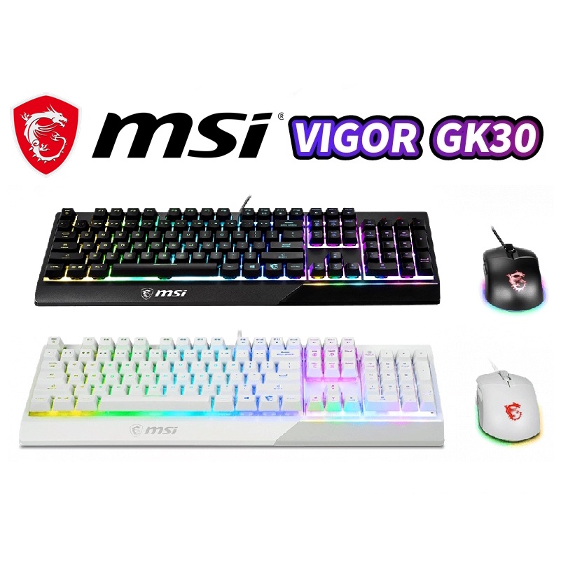 ⚡️คีย์บอร์ดและเมาส์⚡️MSI VIGOR GK30 Combo, 6-Zone RGB GK30 Gaming Keyboard & GM11 Gaming Mouse