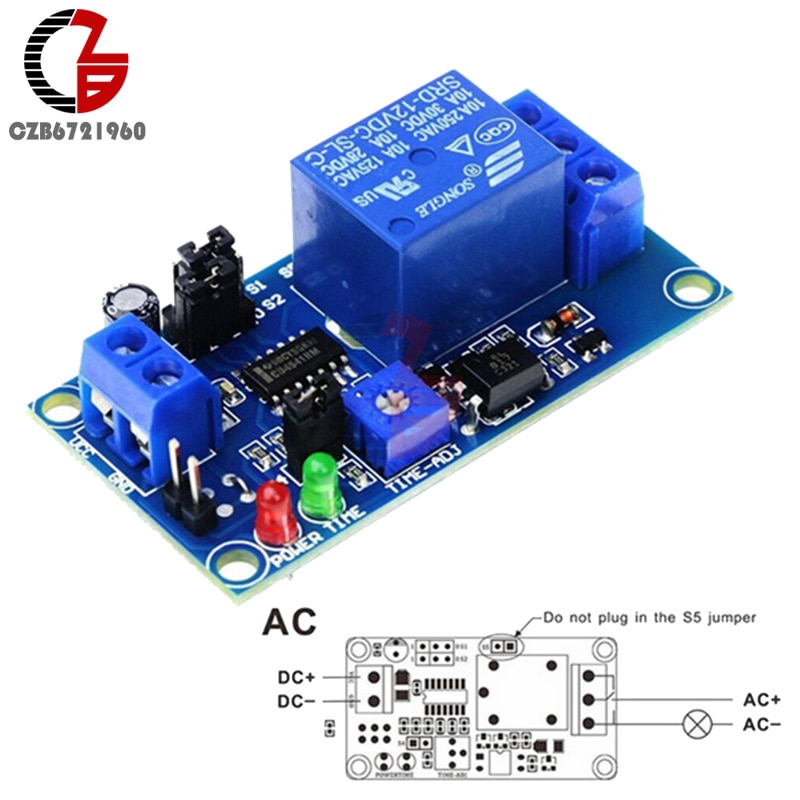 Dc 12V โมดูลรีเลย์เวลา ปกติ เปิด รีเลย์ หน่วงเวลา ตั้งเวลา รีเลย์ สวิตช์ควบคุม โพเทนชิโอมิเตอร์ ปรับได้ ไฟแสดงสถานะ LED
